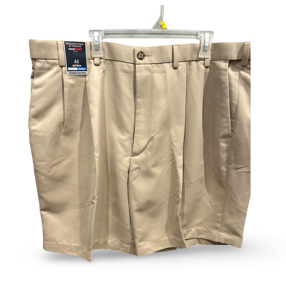 Roundtree & Yorke TravelSmart Big & Tall Pleated Khaki Shorts Size 44 Classic - Picture 4 of 8